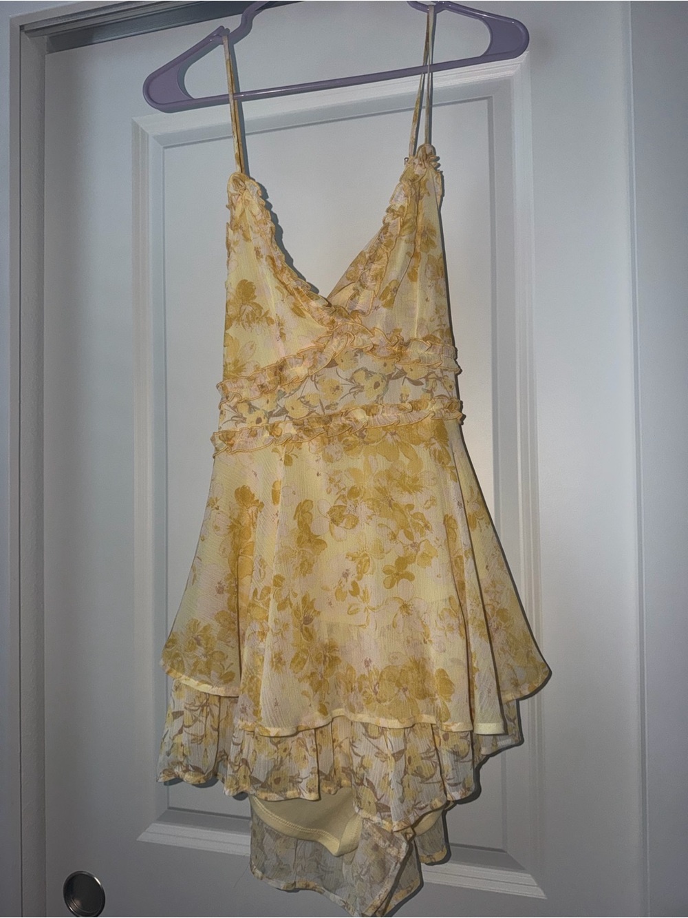 Altar'd State Yellow Floral Shorts Dress